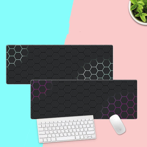 Hex desk mat with keyboard and mouse