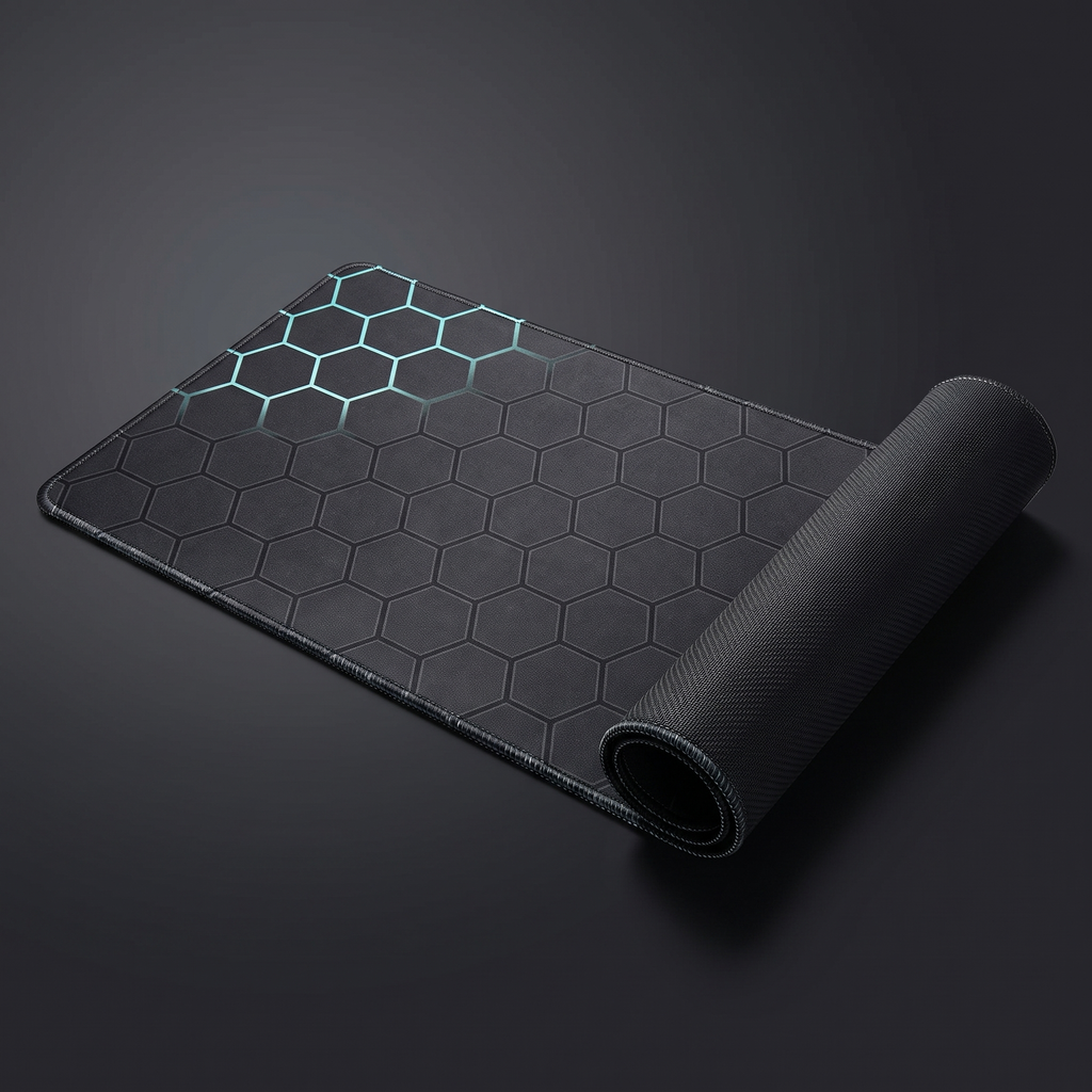 Hex desk mat, studio product photograph