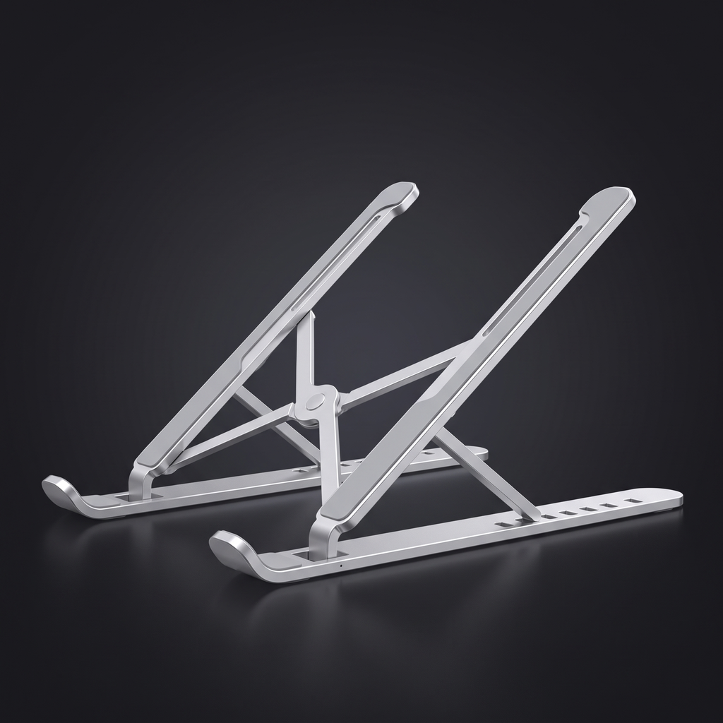 Adjustable laptop stand, studio product photograph