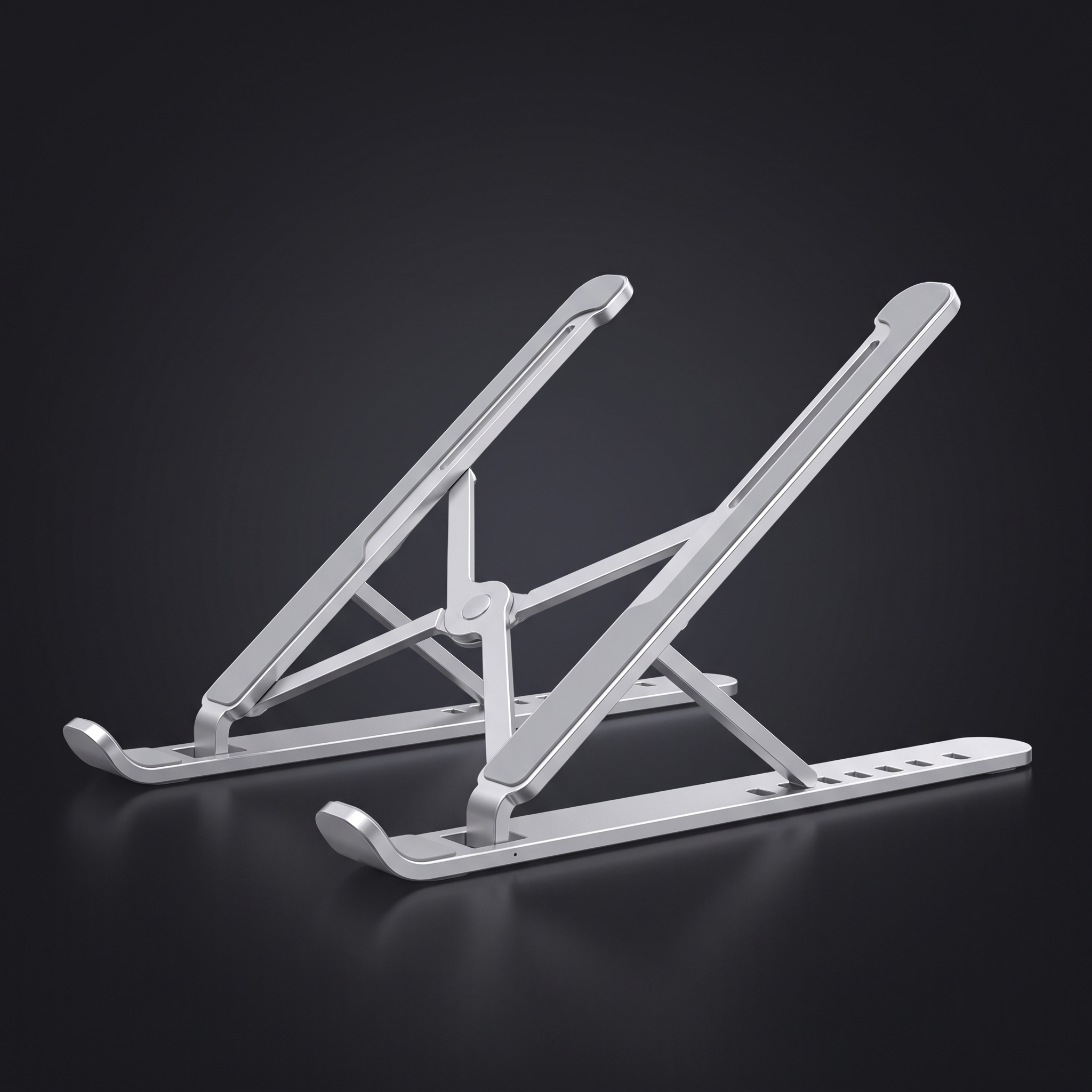 Adjustable laptop stand, studio product photograph