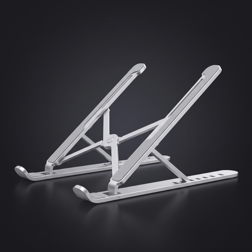 Adjustable laptop stand, studio product photograph